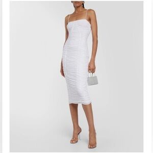 Rotate Birger Christensen White Ruched Midi Dress